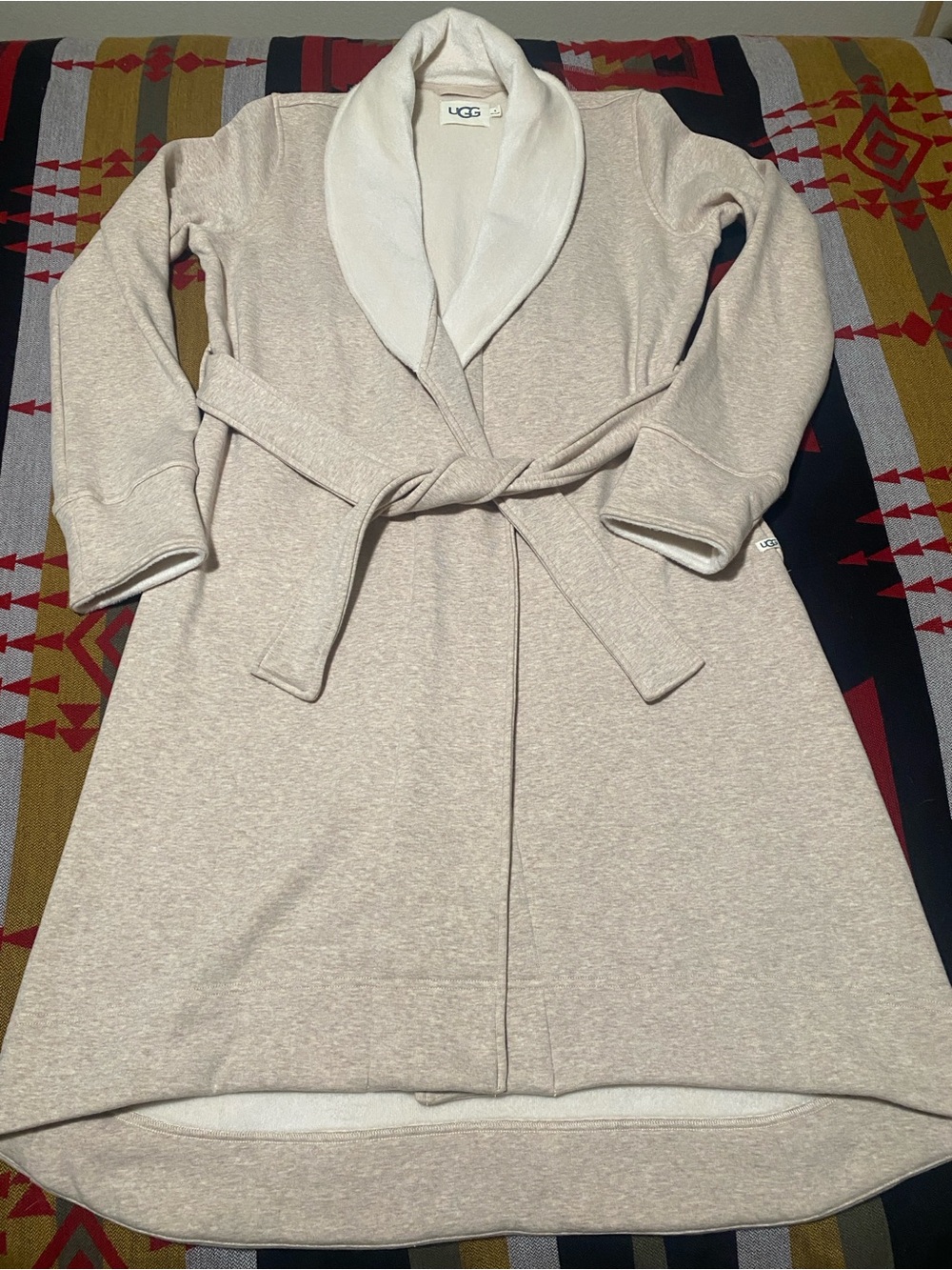 UGG Duffield II Fleece Shawl Collar Robe Oatmeal Heather Medium